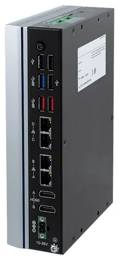 Barebone Fanless System with Core i5-1335U, 4 x LAN, 4 x COM(up to 6), 6 x USB, 2 x HDMI, DC10-36V power input