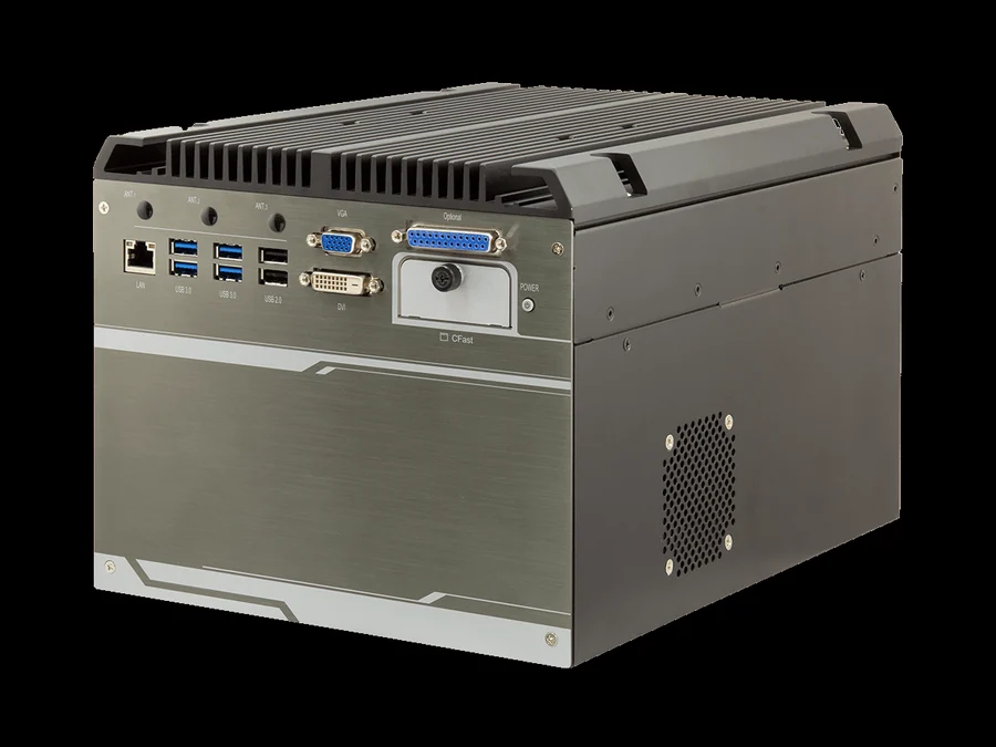 Ruggedized Edge AI Computing Box PC with Intel 10th Gen Core i9/i7/i5/i3, supports NVIDIA GPU 150W