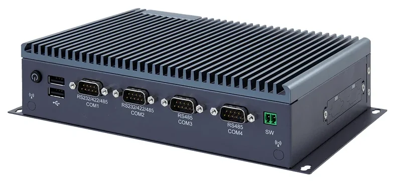 Barebone Fanless System with Intel® Celeron Elkhart Lake J6412, 4 x LAN, 4 x COM(up to 6), 4 x USB(up to 6), 1 x HDMI, 1 x DP, DC12-24V power input
